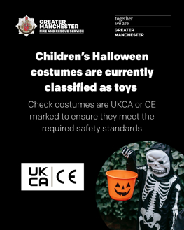 Children's Halloween costumes are currently classified at toys. Photo of person dressed in skeleton costume holding pumpkin bucket